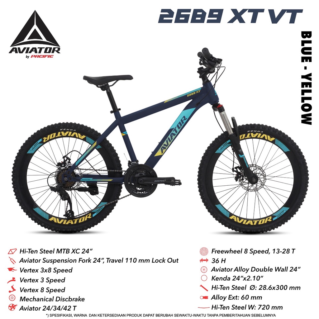 Sepeda MTB 24 INC Aviator 2689 XT VT NEW