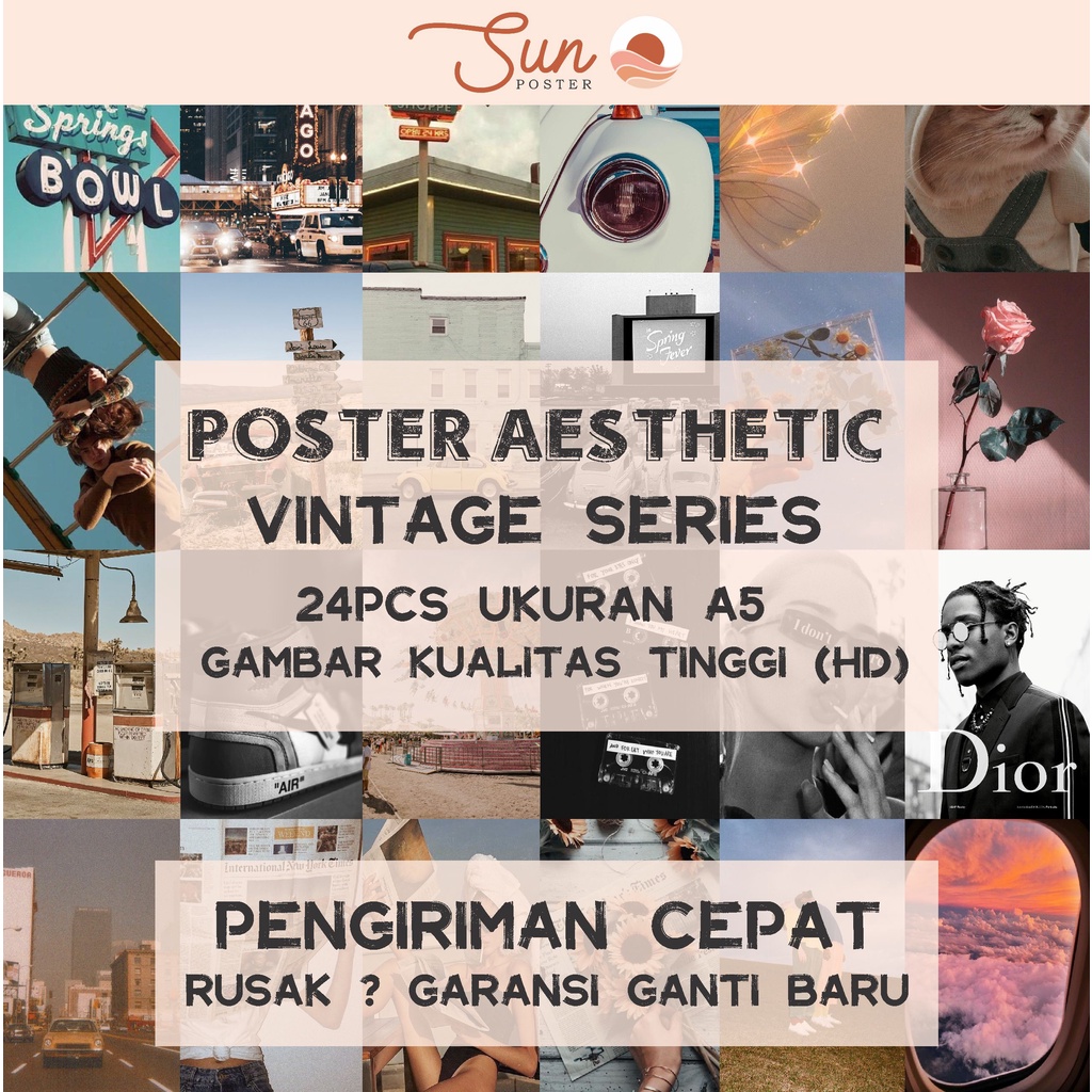 Poster Aesthetic Vintage Series Dekorasi Dinding Kamar Tidur Aesthetic Stiker Sticker Dinding Aesthe