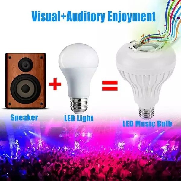 Bluetooth Speaker Bulb Lampu Led Light 12W Bohlam RGB Remote Smart Led