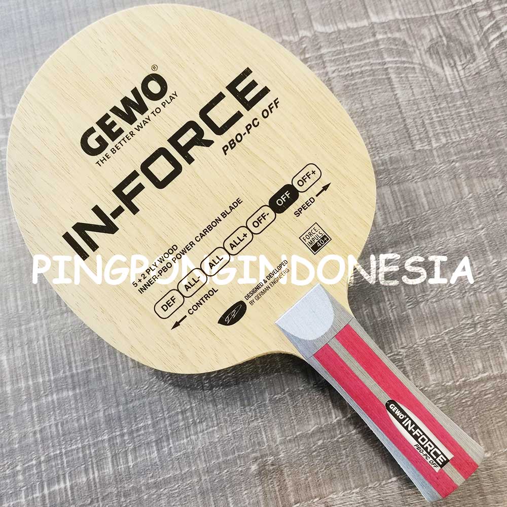 Gewo In-Force PBO-PC OFF - Kayu Pingpong Blade Tenis Meja Bet Bat Offensive