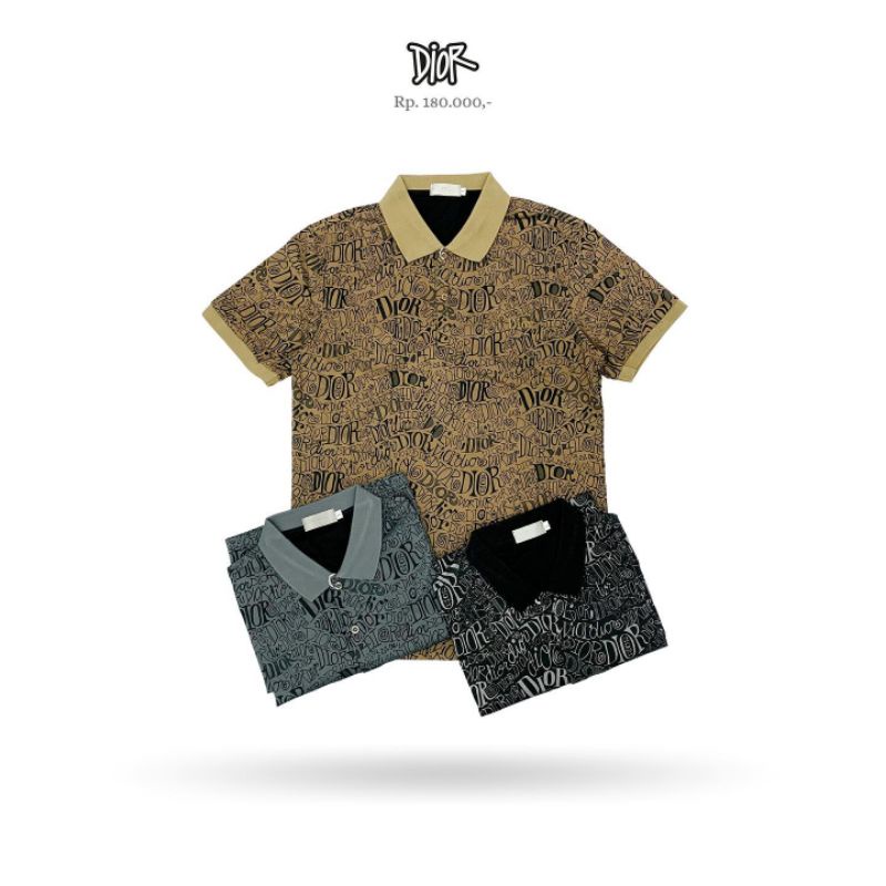 Kaos Kerah Dior Motif Branded/Import