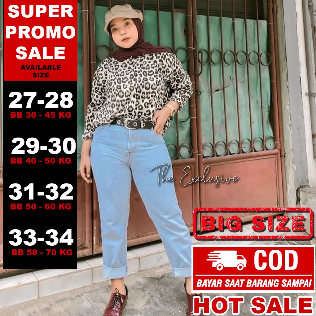 Celana Boyfriend Jeans Highwaist Jeans Premium BB 35 - 70 KG Celana HW Boyfriend Jeans Wanita