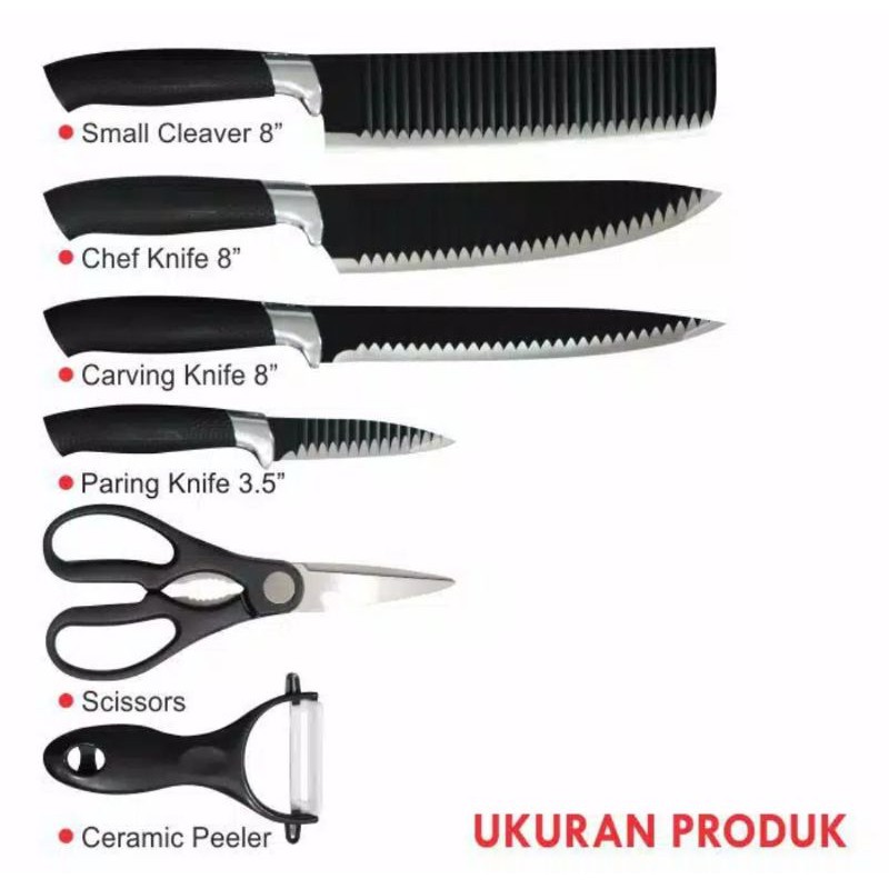 FREE BUBLE KNIFE SET PISAU SET STAINLESS STEEL ISI 6