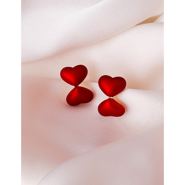 LRC Anting Tusuk Fashion Red Love Alloy P71914