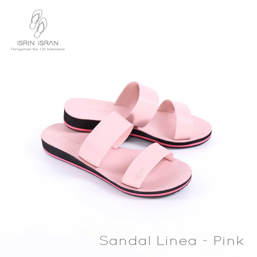 ( LINEA ) Sandal Wanita Slip On Teplek Tali Nyaman ISRIN ISRAN-Pink