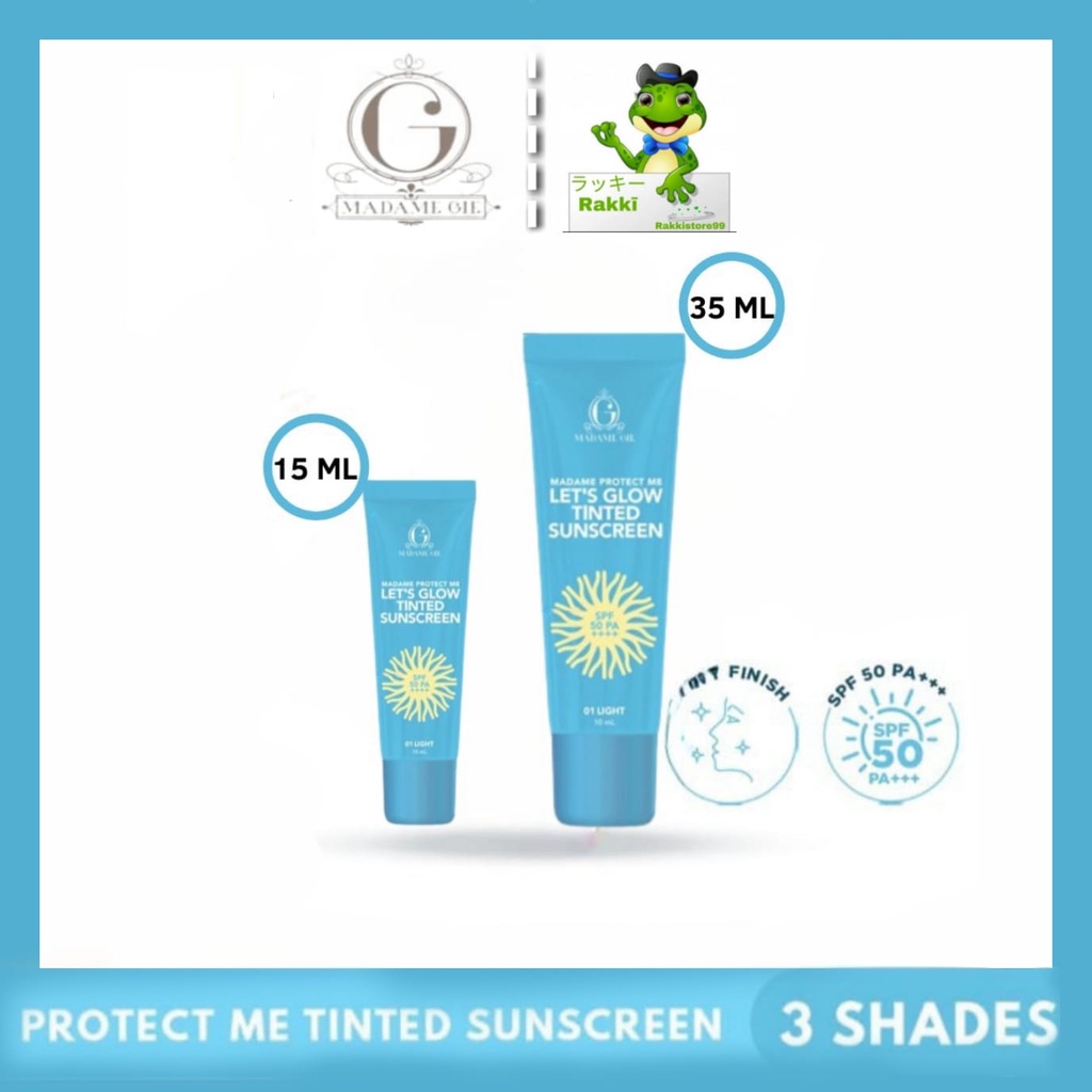 ❣️Rakkistore99❣️ Madame Gie Protect Me Let's Glow Tinted Sunscreen SPF 50 PA ++++ 10ML/35ML