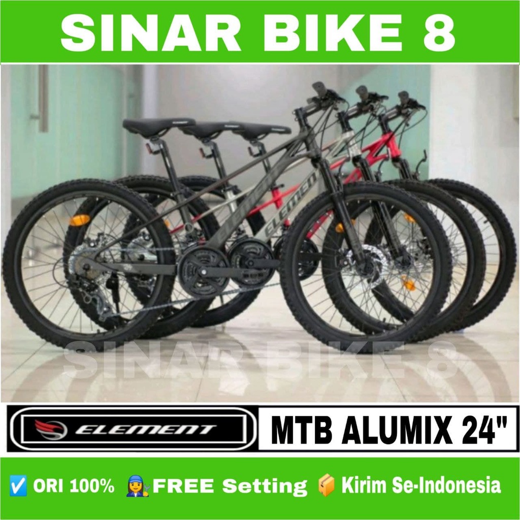 Sepeda Gunung MTB ELEMET ALUMIX Ukuran 24 Inch Alloy 24 Speed Rem Cakram