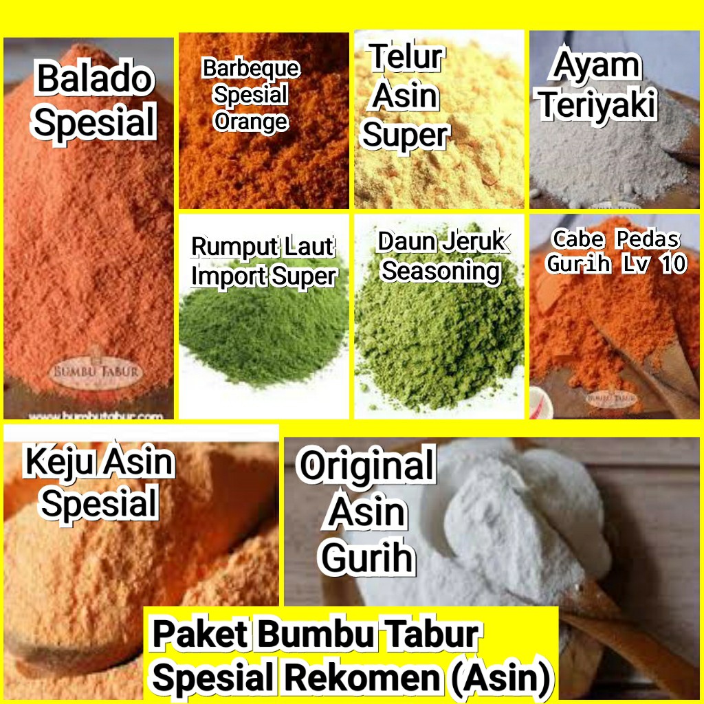 

Paket bumbu tabur Spesial rekomen asin