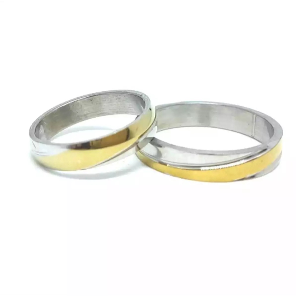 cincin titanium lapis emas gold stainless steel premium bagus banget untuk tunangan pasangan sendiri couple untuk hadiah pacar terkasih mewah untuk pria wanita remaja muda mudi  bisa cod