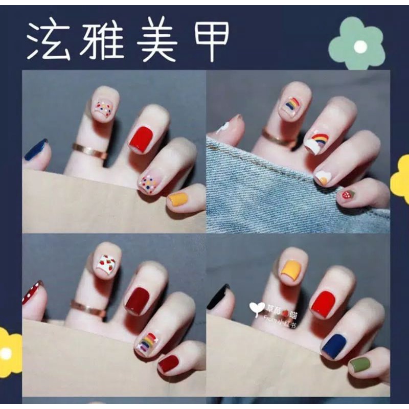 Kuku Palsu Panjang Pendek Wedding Fake Nail Art 3D Free Lem Kuku