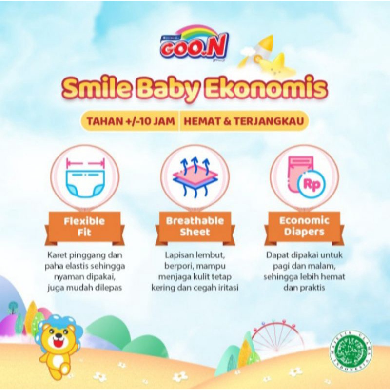 Popok Bayi Goon Smile Baby Ekonomis Tipe Celana Unisex XL24 XL 24