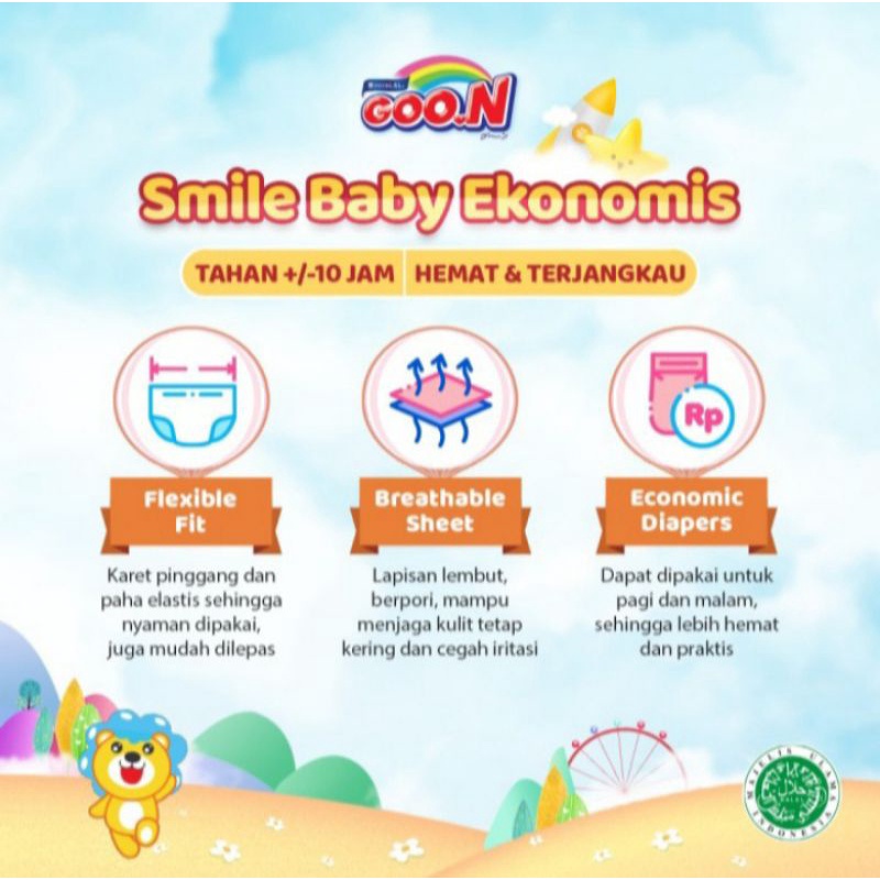 Popok Bayi Goon Ekonomis Smile Baby XL 34 XL34 XL 34+4 Tipe Celana