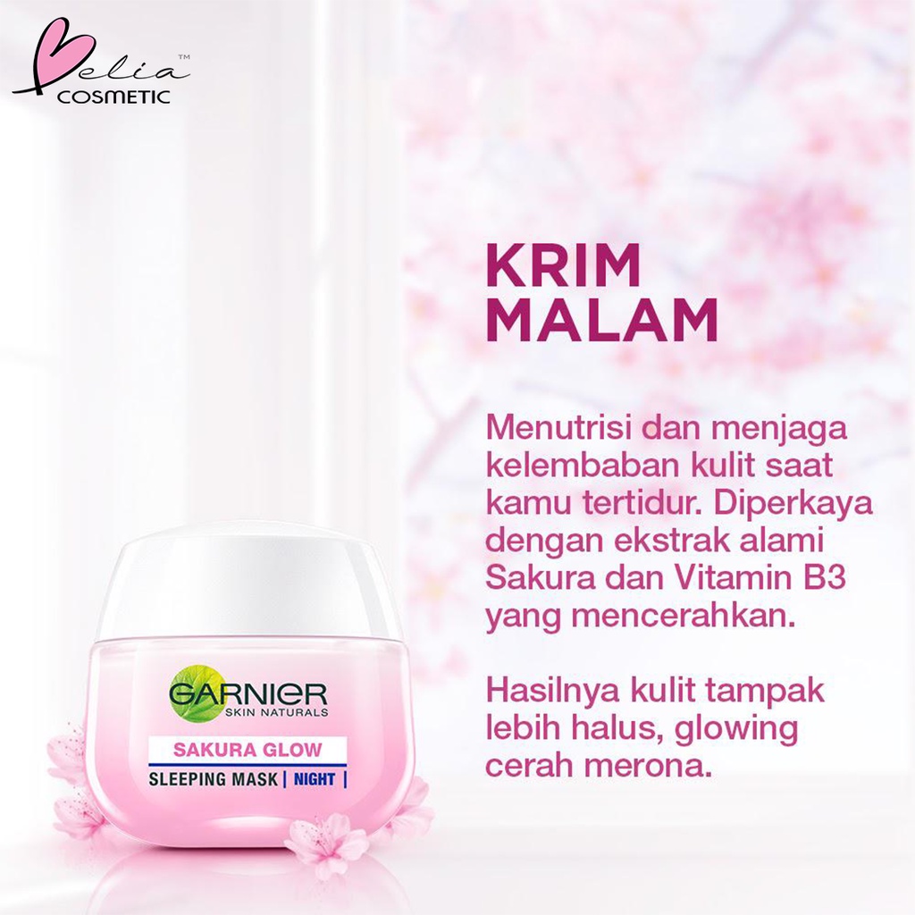 ❤ BELIA ❤ GARNIER Sakura White Sakura Glow Whitening Serum Cream Day | Night Cream Krim Pagi Malam Skin Care 50