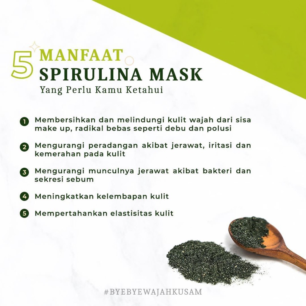 Spirulina Alea Kapsul Masker Organik Natural Herbal Free Mangkok Masker &amp; Spatula Isi 50