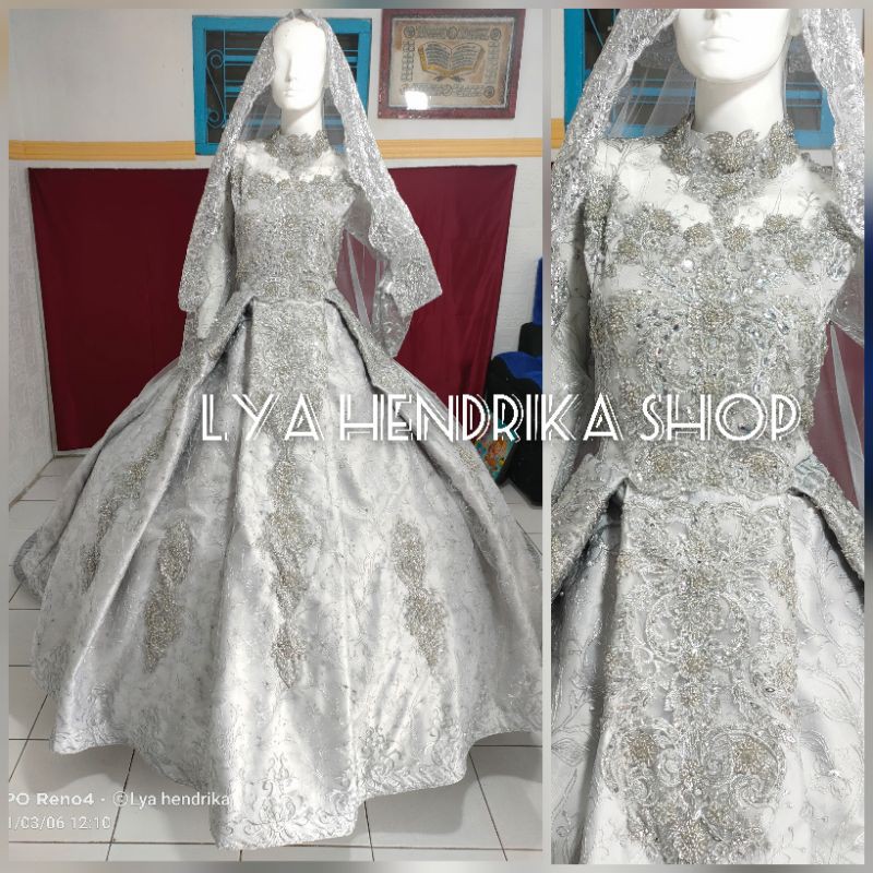 Ready baju pengantin/Gaun pengantin mewah berpayet