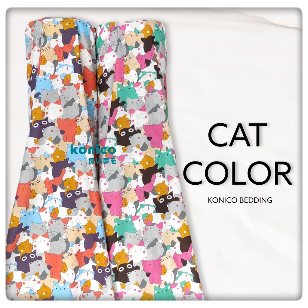 KONICO Bahan Kain Sprei Bahan MIKROTEX Motif CAT COLOR anak Meteran ( kain meteran )