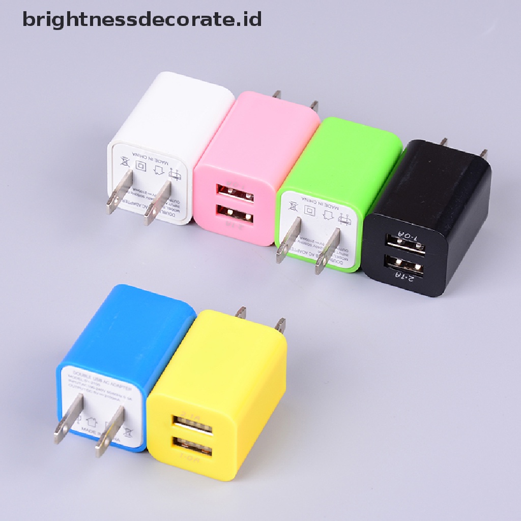 Adapter Charger Ac 2 Port Usb Plug Us Untuk Smartphone