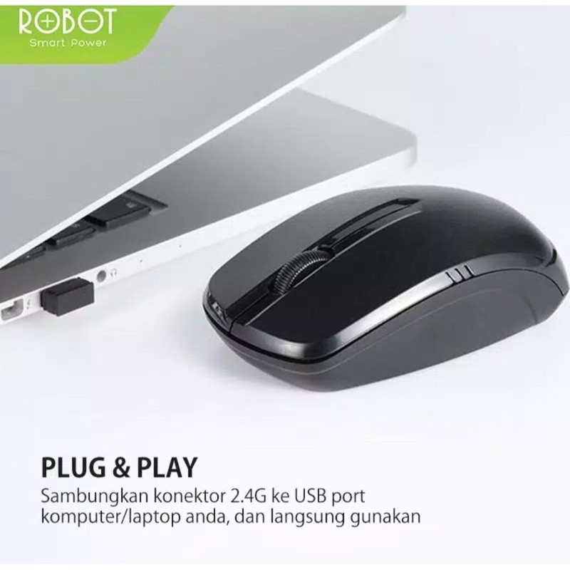 ORIGINAL Mouse Wireless ROBOT M200 M 200 2.4GHz Silent Optical 1600DPI Receiver