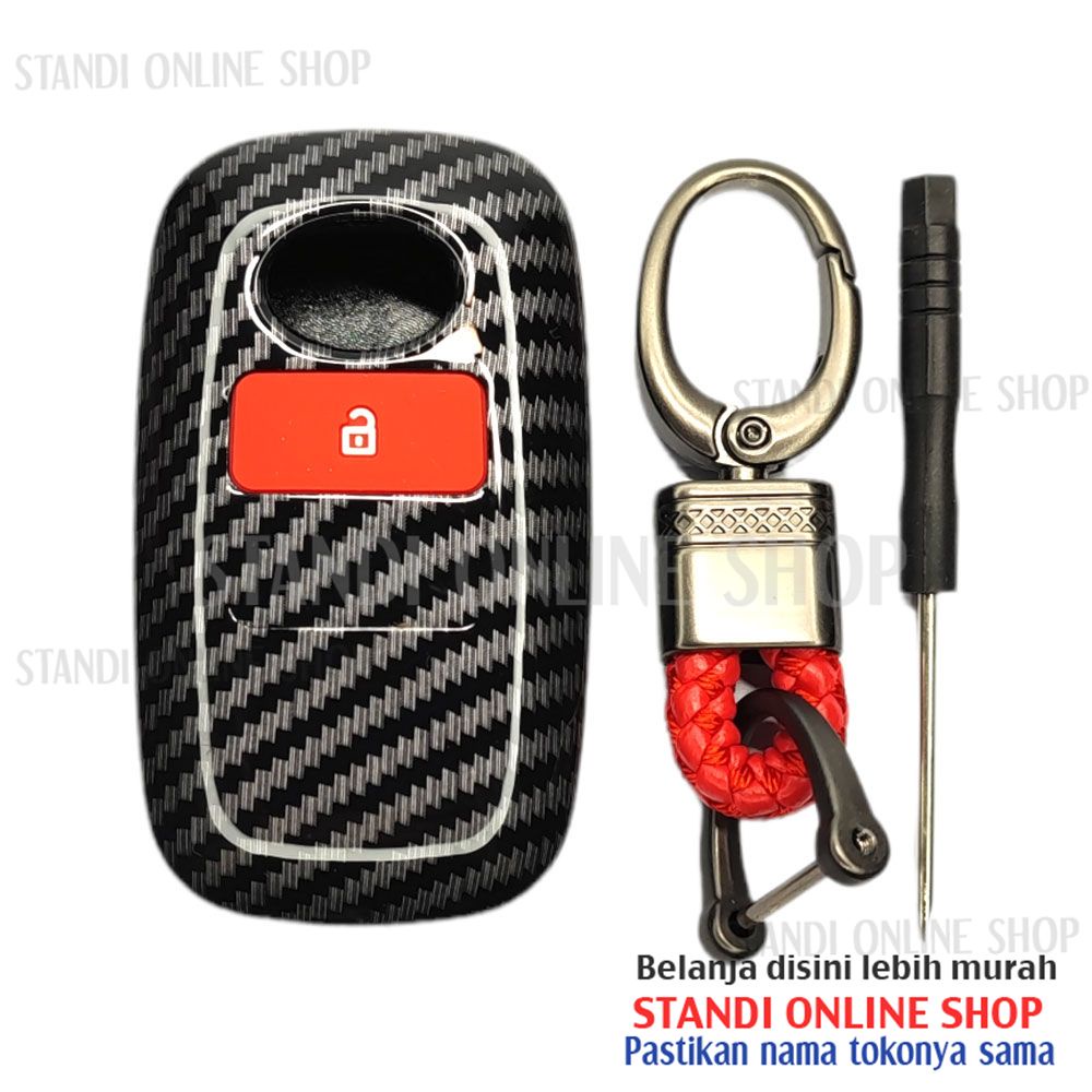 Cover Smartkey Sarung Kunci Carbon Case Toyota Agya Avanza Raize Veloz