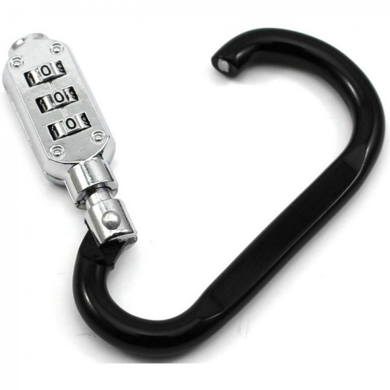 Aluminum Alloy D-type Lock Carabiner 3 Dial Password Padlock