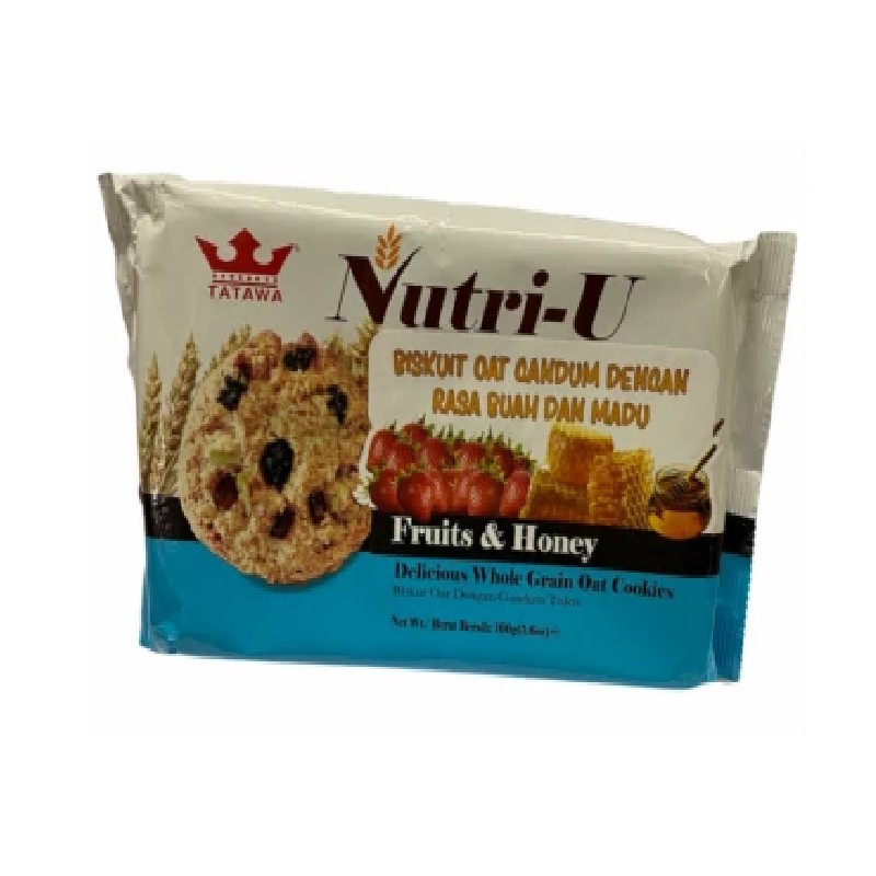 Biskuit Tatawa Nutri U Fruits &amp; Honey Whole Grain Oat Cookies 160 Gram