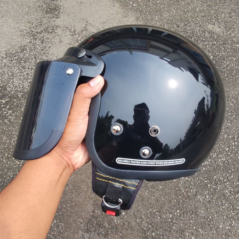 (BISA COD) Helm Bogo DEWASA RETRO KACA DATAR FULL LEHER | SNI | NO1