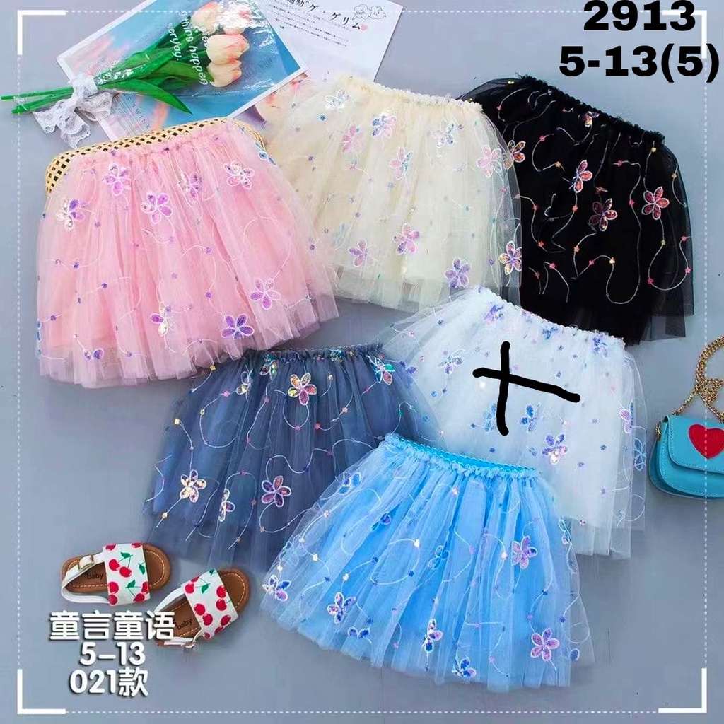 Rok Tutu anak import usia 1-6th pendek Tile Tumpuk Import Lembut motif BUNGA / Grosir Pakaian Anak murah / rok tutu anak import premium