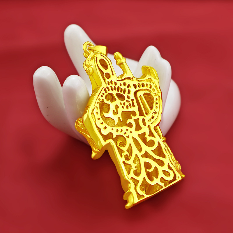 Kalung Emas Asli Kadar 375 Dengan Liontin stirred hollow Untuk Pria