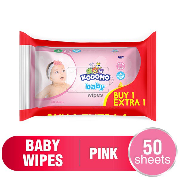 Kodomo Baby Wipes Rice Milk Pink 50'S Buy 1 Extra 1