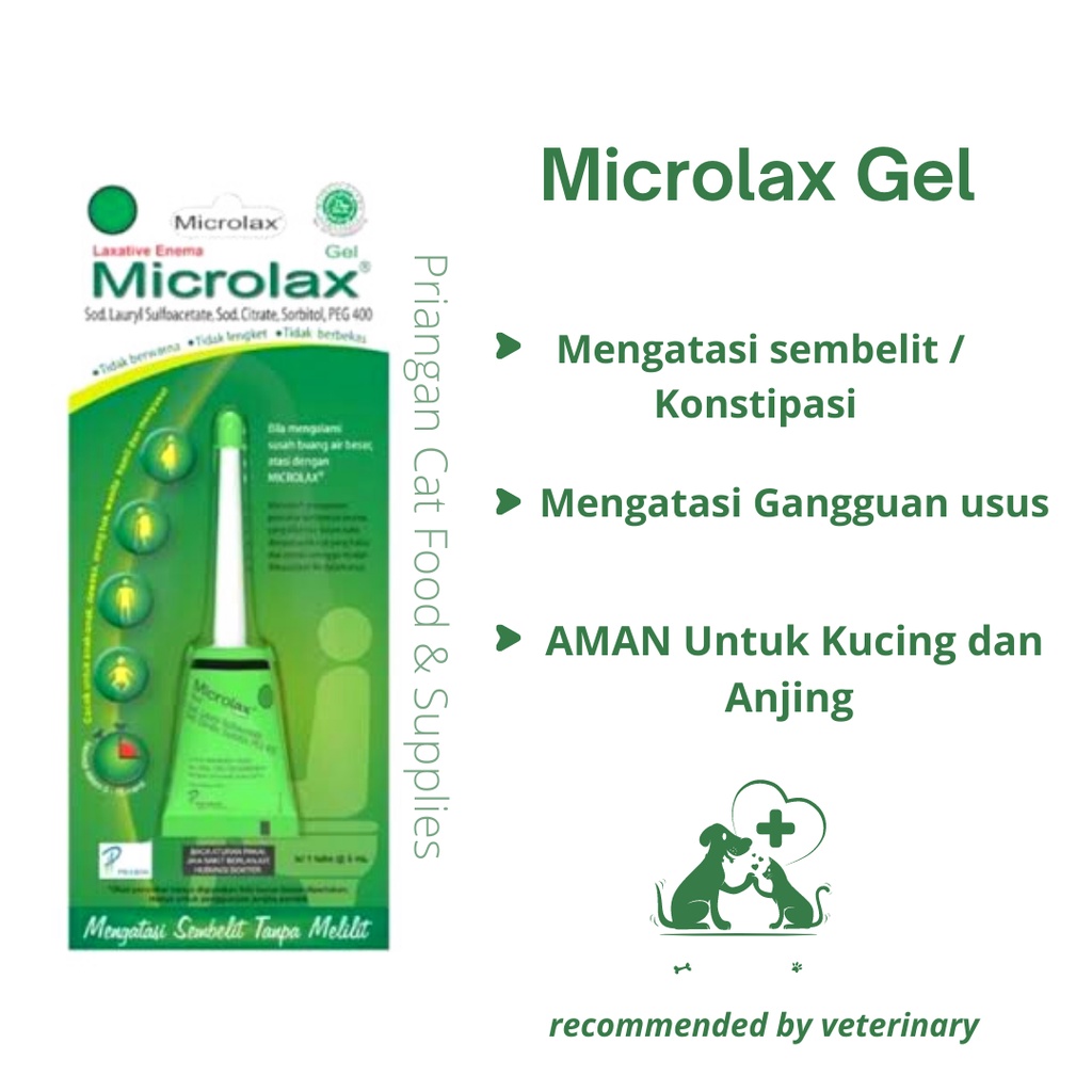 Microlax, Gel anti sembelit yang aman untuk Kucing & Anjing