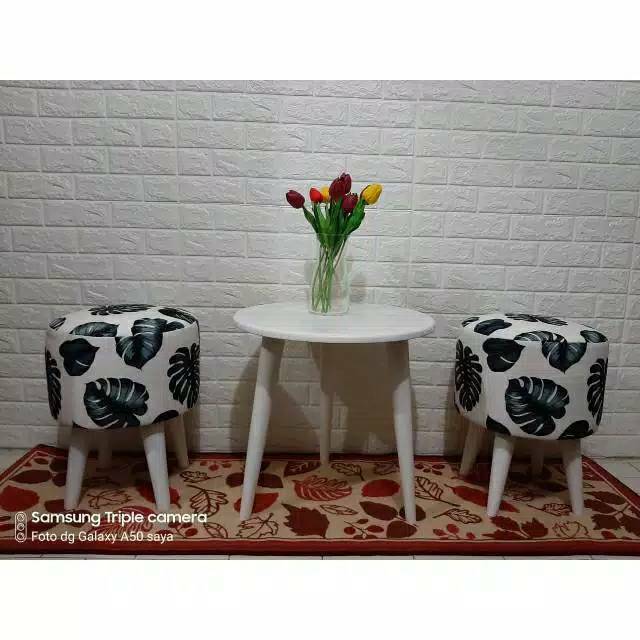 [NK] Kursi stool CANVAS paket hemat 2 kursi +1 meja