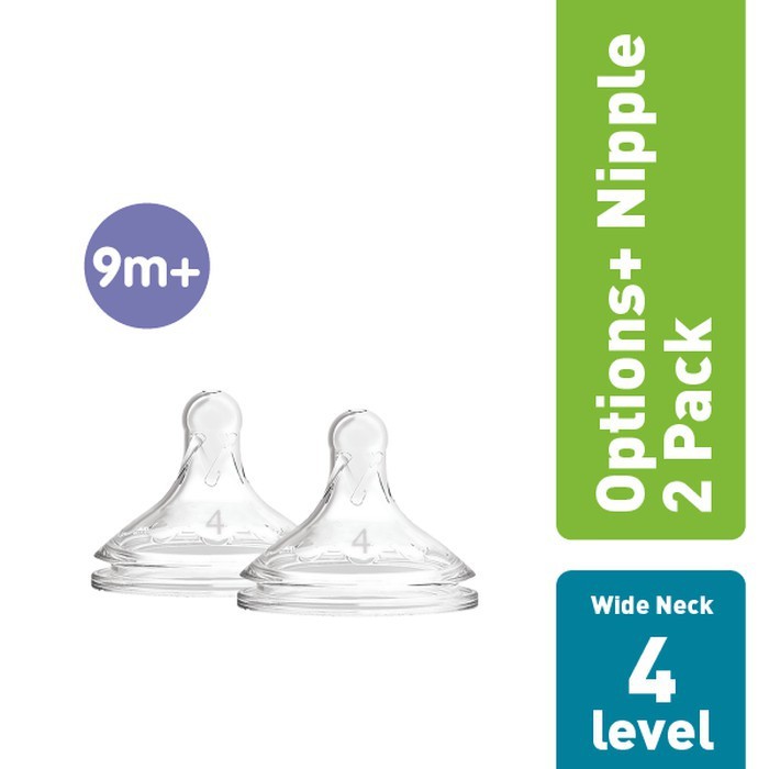 DR.BROWNS LEVEL 4 WIDE NECK SILICONE OPTION + NIPPLE 2PACK WN4201-INTL / DOT / NIPPLE