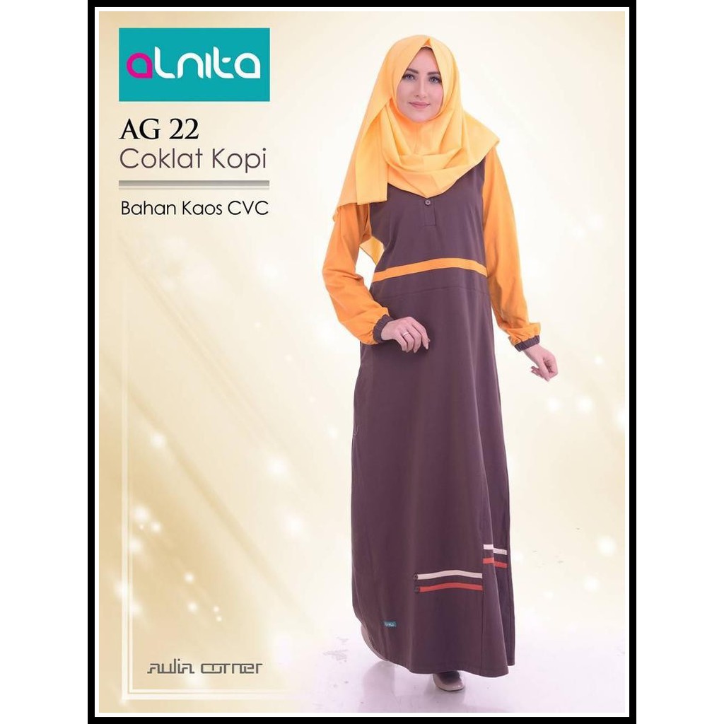 Baju Gamis Pesta Alnita AG 22 Coklat Baju Wanita Terbaru Gamis Syari