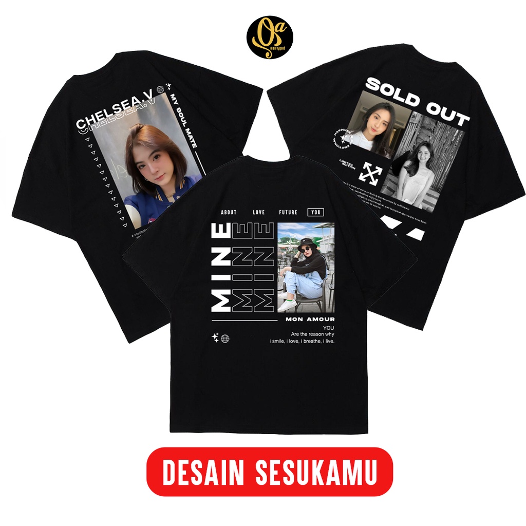 KAOS CUSTOM FOTO SENDIRI ATAU PACAR COUPLE STREETWEAR GRATIS DESAIN/ POLOS KASUAL PREMIUM / TSHIRT C