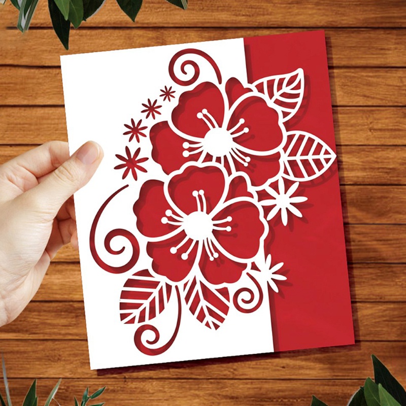 Zzz Cetakan Stensil Cutting Dies Motif Bunga Natal Bahan Metal Untuk Scrapbook / Craft DIY