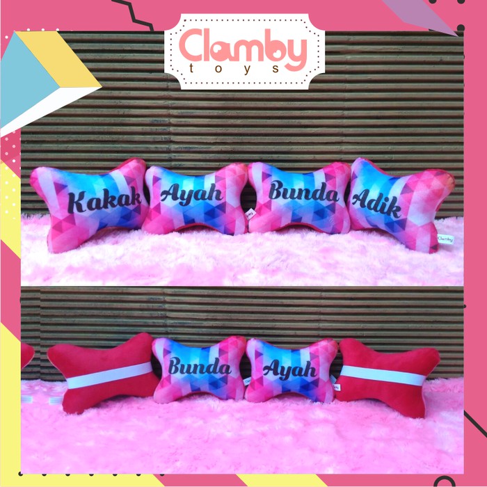 Car Set Bantal Mobil Custom Foto keluarga / Tulisan untuk Souvenir | Jok Mobi