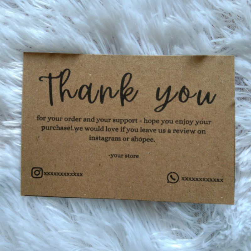 

Thank You Card Kraft olshop | 200 gsm