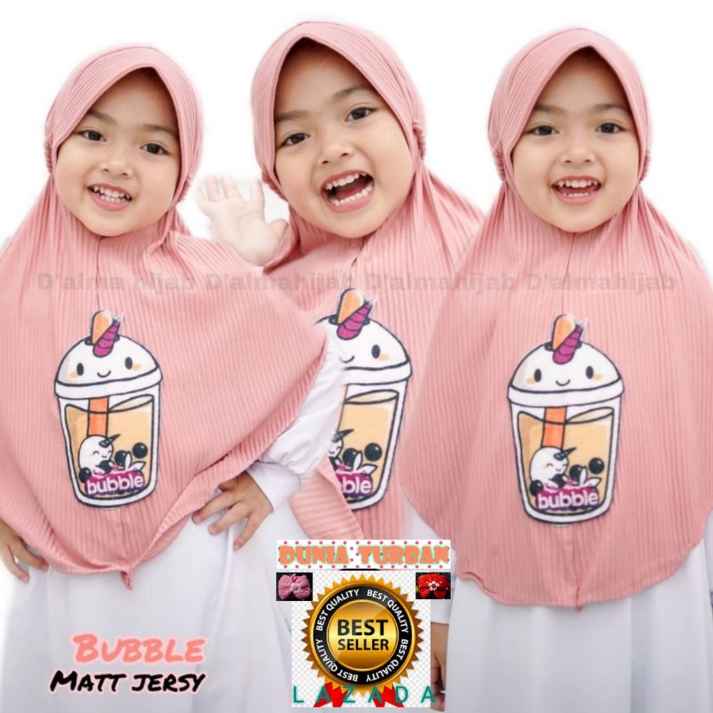 HIJAB ANAK PLISKET BOBA PED VIRAL 3 - 9 tahun / JILBAB BOBA VIRAL /   KRUDUNG ANAK PLISKET BAHAN CER