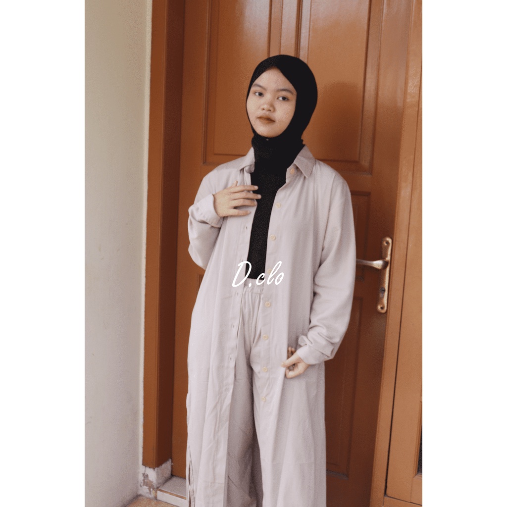 Setelan Wanita Muslim Terbaru Sabila Oneset Tunik + Celana Fashion Muslim Bahan Magnolia Premium Onesize Fit To XL+ LD 114cm Jumbo /  Setelan Remaja Wanita Kekinian 2022