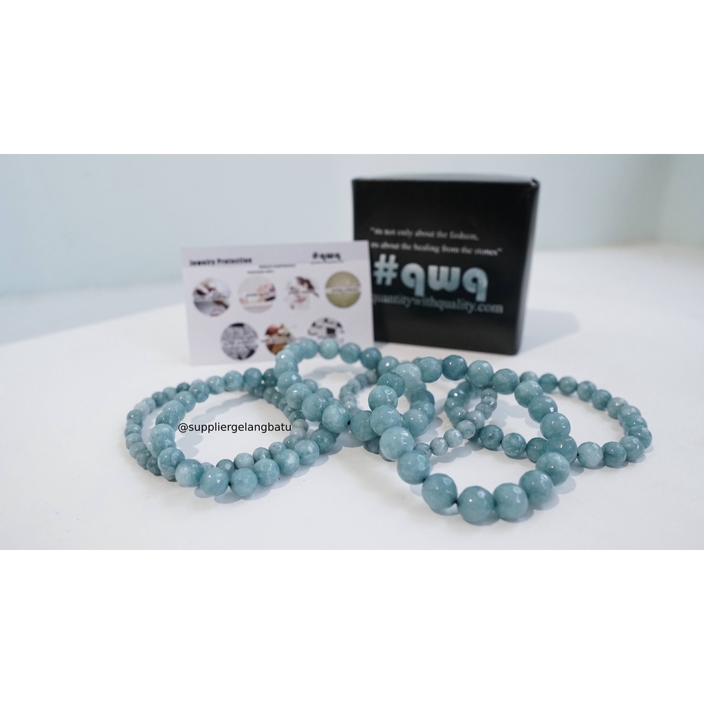 gelang batu moss agate biru serat akik kado sehat pria wanita giok