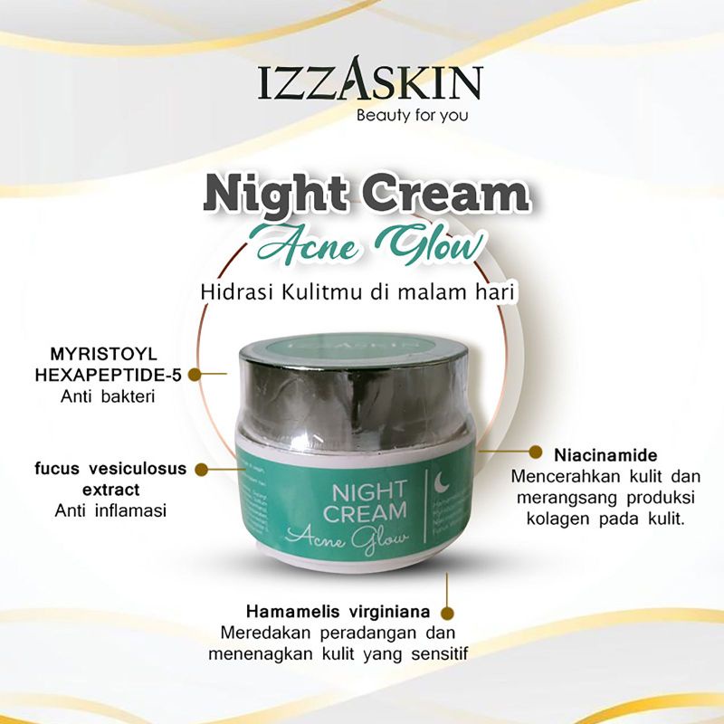 Night cream acne glow izzaskin