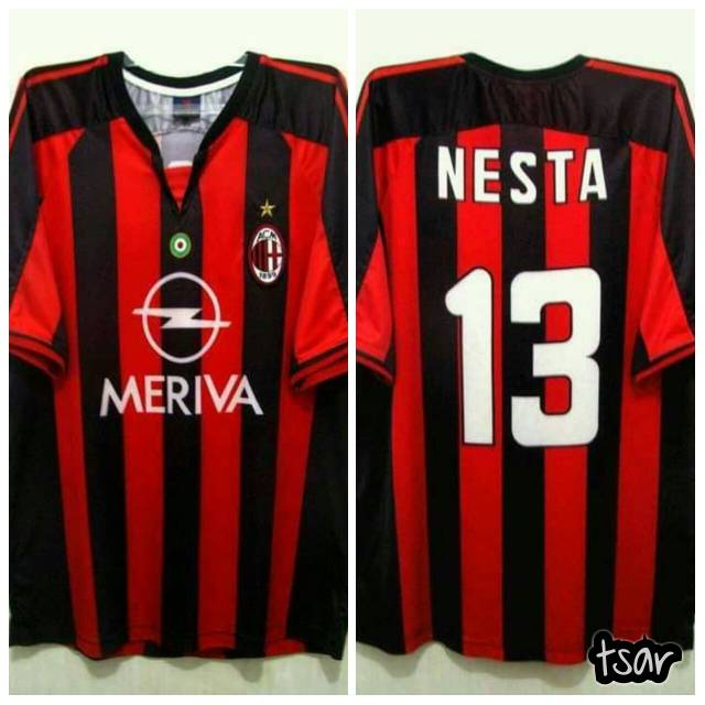 Jersey AC Milan Home 2003-2004 No.13 NESTA Short Sleeve MULTISPORT Classic Liga Italia