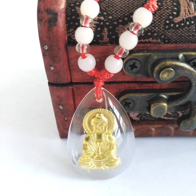 Kalung Liontin Foil Emas Shio Dewi Guanyin Hoki
