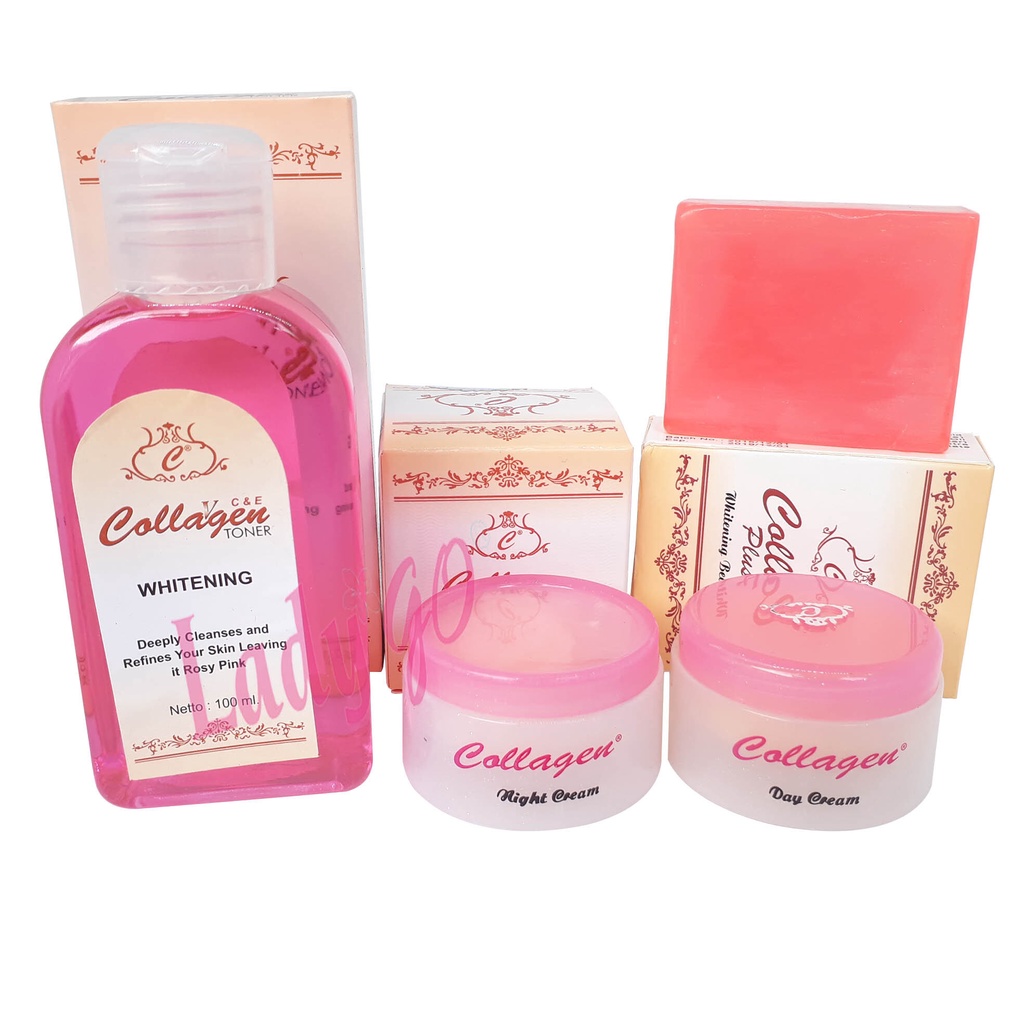 Paket Cream Collagen Plus Bedak Maybelline Super Exquisite / 4 in 1 ( Cream + Sabun + Toner + Bedak ) GRATIS TAS KOSMETIK POUCH