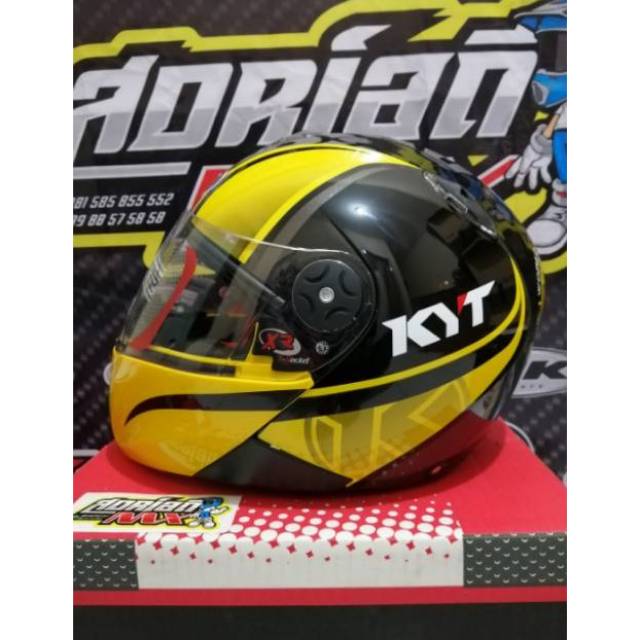Jual HELM KYT X ROCKET RETRO MOTIF 2 CRIMSON YELLOW BLACK HELM KYT X