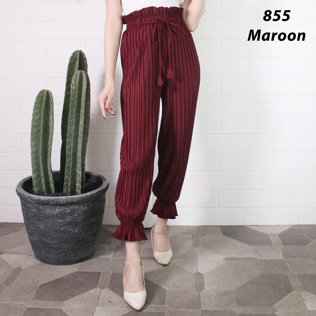 CELANA PLISKET 855 PLEAT PANTS KULOT PLISKET KULOT PRISKET KULOT PANJANG PLISKET REMPEL