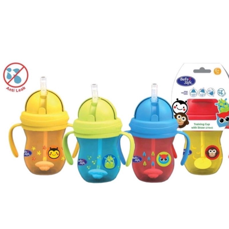 baby safe babysafe training cup with straw cangkir bayi sk 019