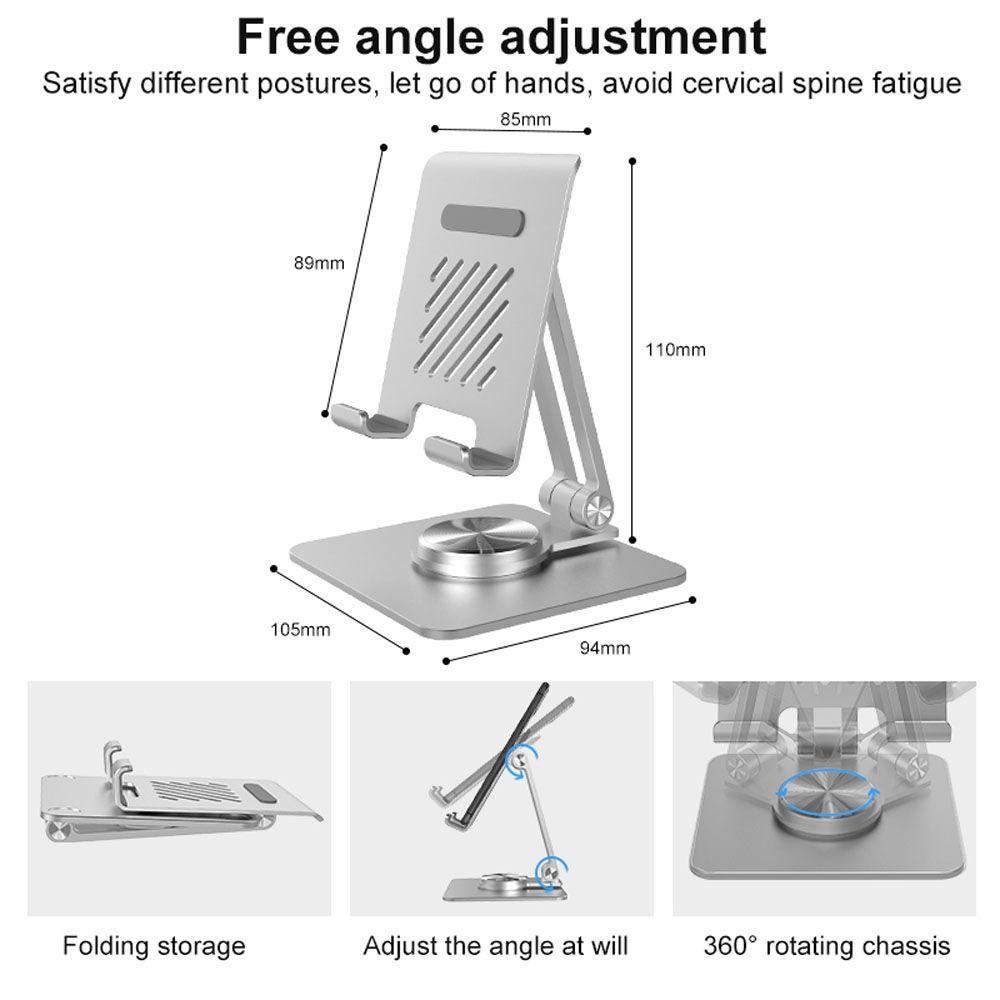 Agustinina Tempat Hp Bahan Aluminium Alloy Lipat360° Rotating Cooling Bracket Lazy Support Tablet Phone Holder Braket Tablet