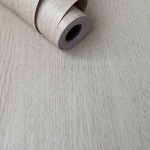 ☆ Wallpaper Serat Kayu Cream Muda / Sticker Dinding Kayu Cream Muda ○