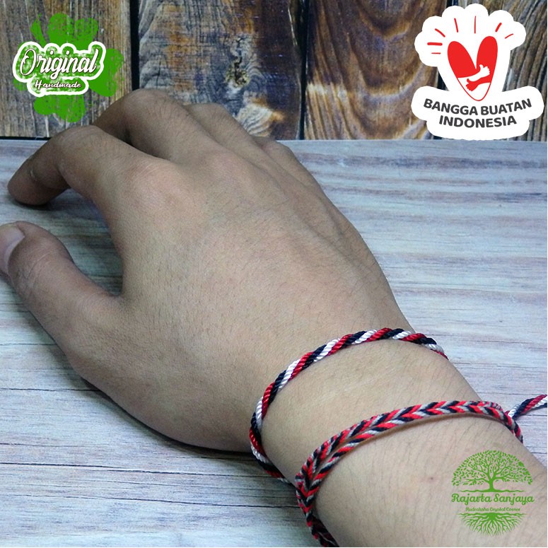 Gelang Handmade Rajarta Hindu Tridatu Model Tarik Ulur Nylon Premium